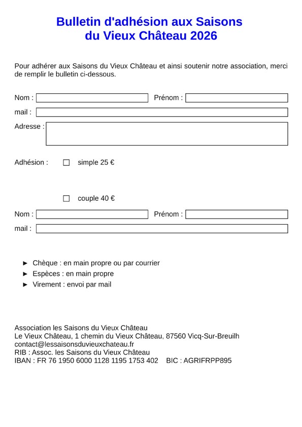 bulletin d'adhésion